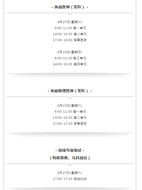 2018年医师资格考试全国统一考试时间